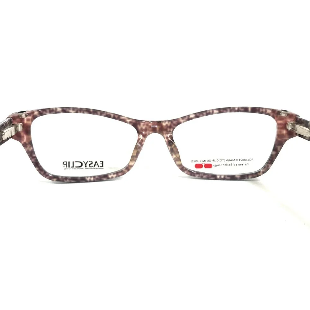 Easy Clip Eyeglasses Frames EC287 BLACK Purple Cat Eye Full Rim 51-16-135